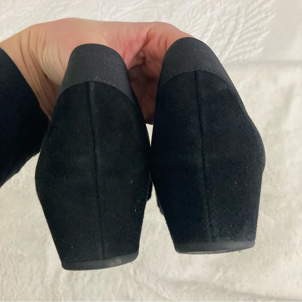 Aquatalia Black Suede Wedge Mary Janes